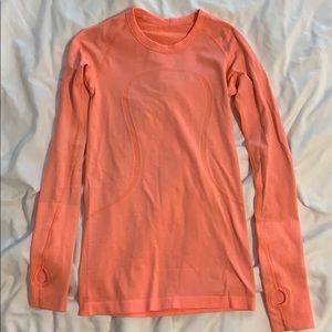 Coral Lululemon longsleeve swiftly tech - size 4